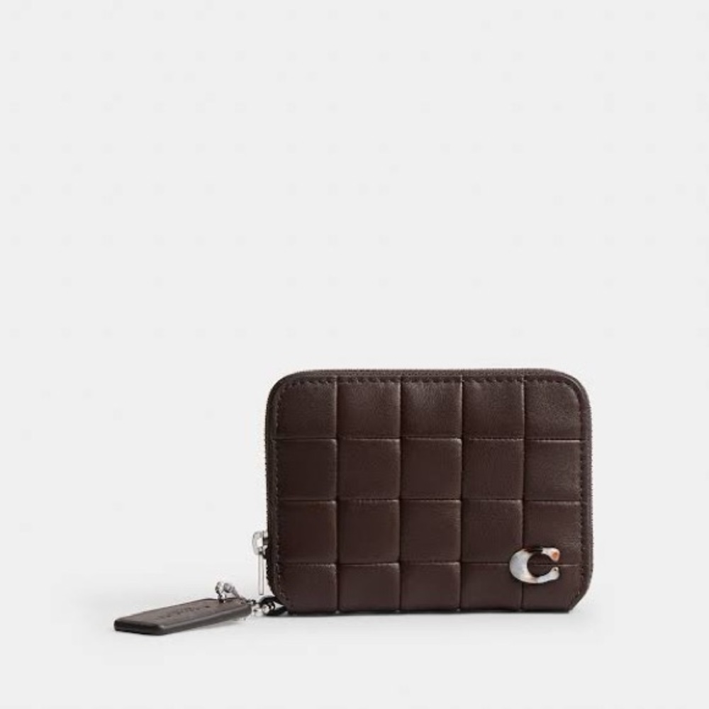Coachtopia Brown Checkered Zip Wallet